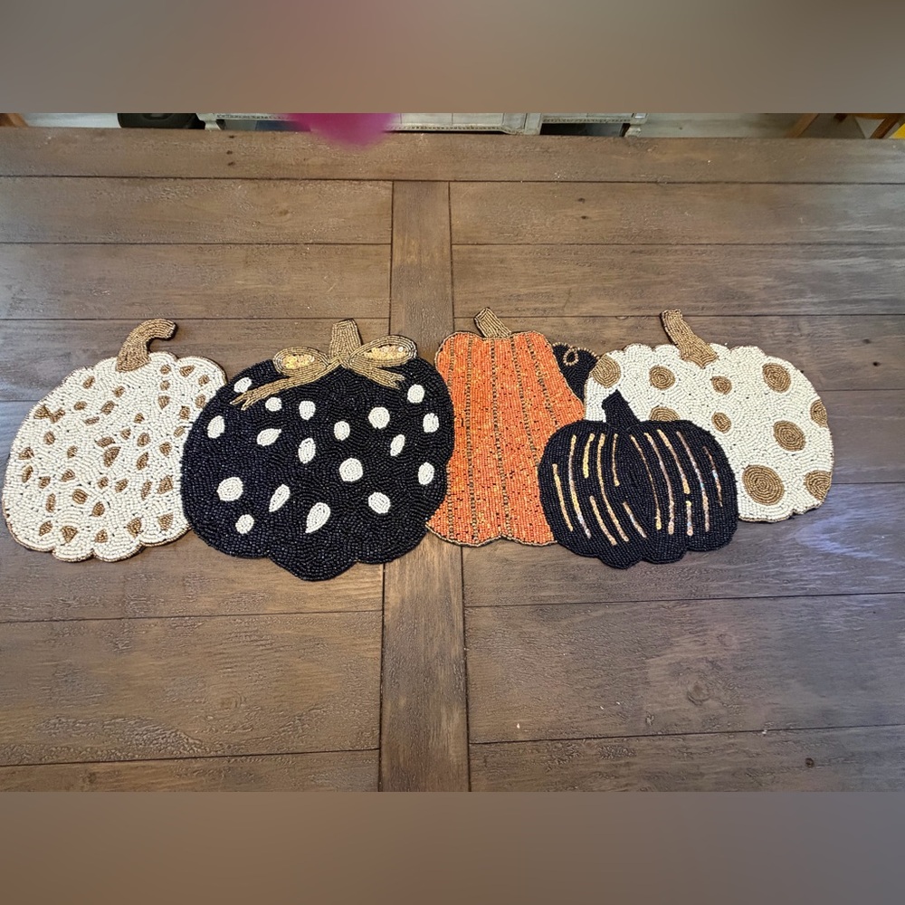 Cynthia Rowley Beaded Pumpkin Runner in Black, Orange, White